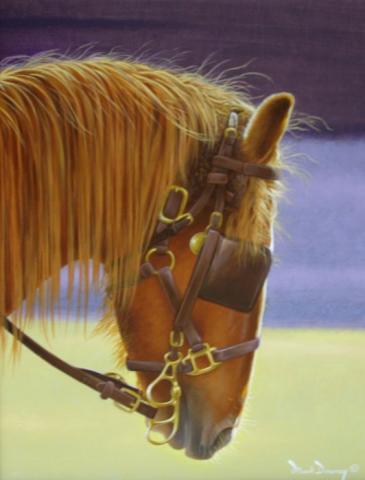 "Floyd" original painting of a hitch horse in Charleston SC