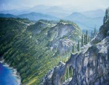 "Crater Lake Vista" oil painting of Crater Lake in Oregon
