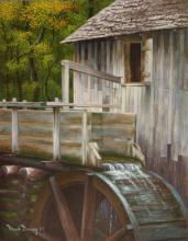 "Grist Mill" oil painting of Cable Mill in Cades Cove Smoky Mountains
